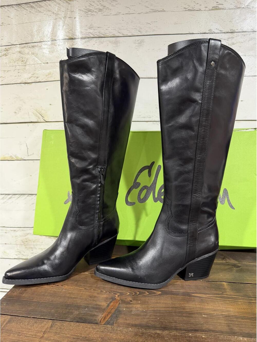Sam Edelman Wyatt Wide Calf Black Leather Boot Women's 6.5 NIB